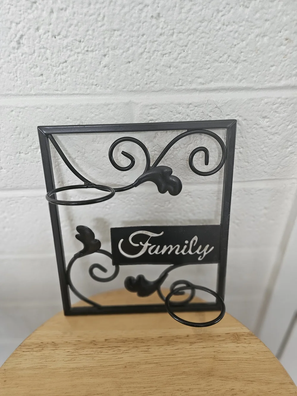 Black Metal Family Wall Candle Holder Scrollwork Rustic Farmhouse Home Decor